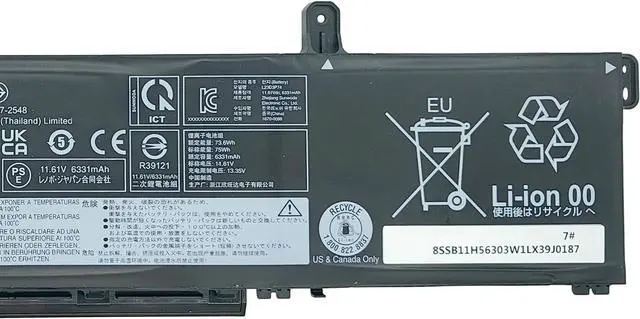Alt view image 3 of 5 - L23D3P74 Battery 75Wh 6460mAh Replacement for Lenovo ThinkPad P14s Gen 5 / P16s Gen 3 Series L23D3P74 SB11H56303 5B11H56402 SB11H56302 5B11H56401 11.61V3-cell