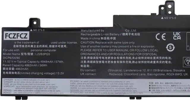 Alt view image 2 of 4 - L22B3PG5 Battery 57Wh 4948mAh Replacement for Lenovo ThinkPad E14 Gen 5 E16 Gen 1 Series SB11K63028 SB11N46033 L22L3PG5 L22D3PG5 L22M3PG5 L22B3PG4 L22X3PG4 L22D3PG4 L22M3PG4 11.52V 3-Cell