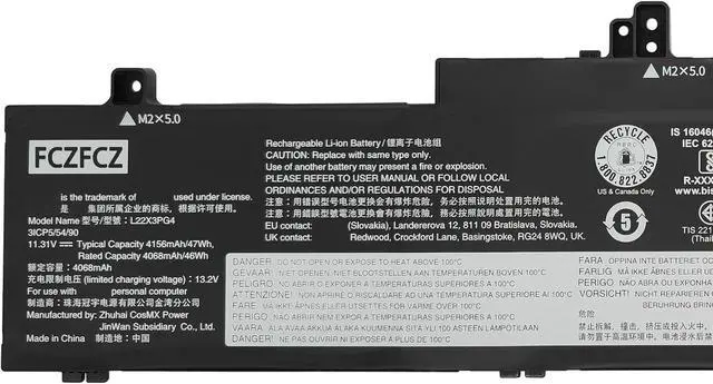 Alt view image 2 of 4 - L22X3PG4 Battery 47Wh 4068mAh Replacement for Lenovo ThinkPad E14 Gen 5 / E16 Gen 1 Series SB11K63021 SB11N46026 L22D3PG4 L22B3PG4 L22M3PG4 L22L3PG5 L22B3PG5 L22D3PG5 L22M3PG5 11.31V 3-Cell
