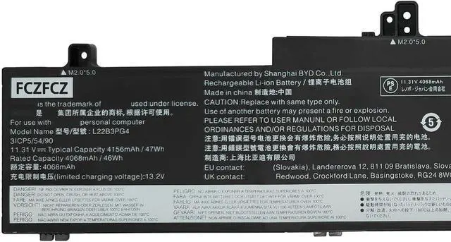 Alt view image 2 of 5 - L22B3PG4 Battery 47Wh 4156mAh Replacement for Lenovo ThinkPad E14 Gen 5 / E16 Gen 1 Series SB11K63026 SB11N46023 L22X3PG4 L22D3PG4 L22M3PG4 L22L3PG5 L22B3PG5 L22D3PG5 L22M3PG5 11.31V 3-Cell