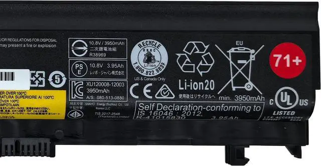Alt view image 3 of 5 - 00NY488 Battery 48Wh 4500mAh Replacement for Lenovo ThinkPad L560 ThinkPad L570 Series 71+ SB10H45073 00NY489 SB10H45074 00NY487 SB10H45072 00NY486 SB10H45071 10.8V 6-Cell