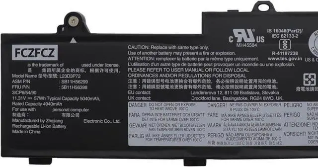Alt view image 2 of 4 - L23D3P72 Battery 57Wh 5040mAh Replacement for Lenovo ThinkPad L14 Gen 5 L16 Gen 1 Series SB11H56299 5B11H56398 L23M3P71 SB11H56297 5B11H56396 SB11H56298 5B11H56397 11.31V 3-Cell