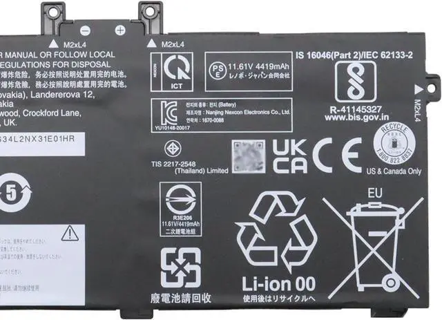 Alt view image 3 of 5 - L20L3P71 Laptop Battery 52.8Wh 4548mAh 3-Cell 11.61V Compatible with Lenovo ThinkPad X13 Yoga Gen 2 20W8 / ThinkPad X13 Yoga Gen 3 21AW / ThinkPad P16 Gen 1 21D6 Series L20C3P71 L20M3P71