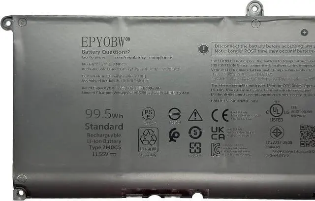 Alt view image 2 of 5 - 2M0C5 Battery 99.5Wh 8399mAh 11.55V Compatible with Dell Precision 5680 Series Laptop JXM4G F5HR2 9FTVV