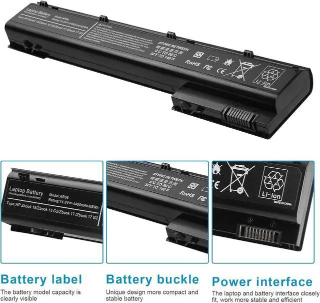 Alt view image 5 of 7 - ARyee AR08 AR08XL Battery Compatible with HP ZBook 15 17 Mobile Workstation Series HP ZBook 17 Series Fits PN HSTNN-IB4HYafda AR08 AR08XL 707615-141