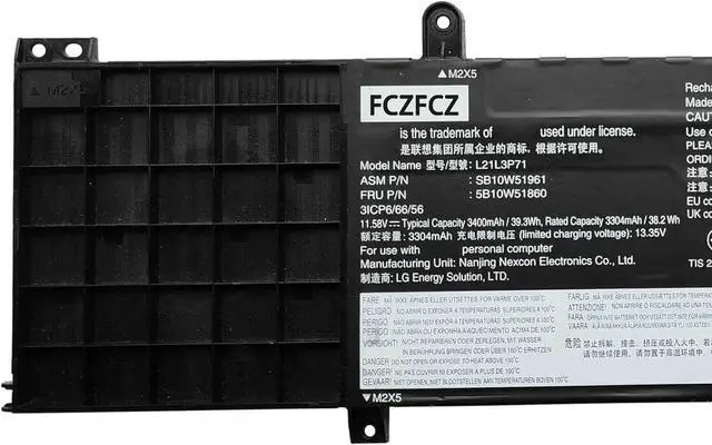 Alt view image 2 of 4 - L21L3P71 Battery 39.3Wh 3400mAh Replacement for Lenovo ThinkPad T14 Gen3 Gen4 / P14s Gen3 Gen4 Series SB11M89823 5B11M90022 SB10W51961 5B10W51860 L21M3P71 L21C3P71 11.58V