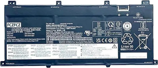 Main image of L21M3P75 Battery 48.2Wh 4170mAh Replacement for Lenovo ThinkPad X1 Fold 16 Gen 1 21ES 21ET Series SB10W51998 5B10W51897 5B11M90046 L21C3P77 SB10W51999 5B10W51898 5B11M90047 11.58V 3-Cell