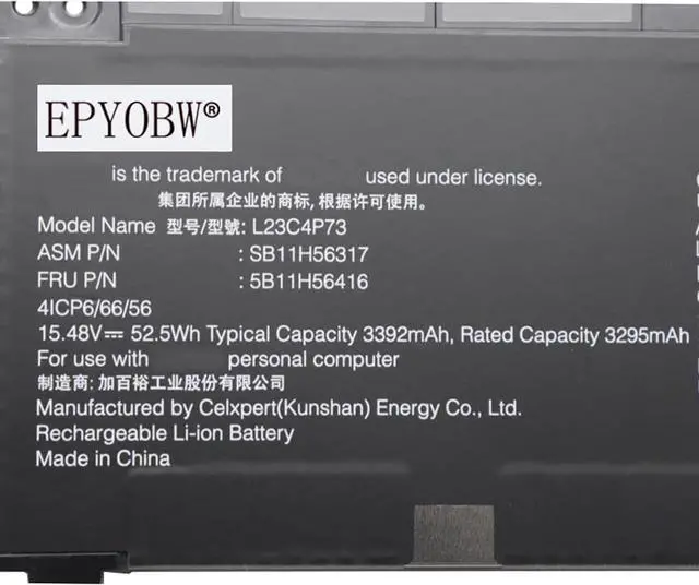 Alt view image 3 of 5 - L23C4P73 Battery 52.5Wh 3392mAh 15.48V Compatible with Lenovo ThinkPad P14s Gen 5 / T14 Gen 5 Series L23M4P72 L23B4P70 L23D4P71 L23M3P76 L23C3P71