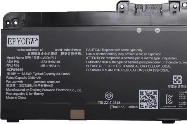 Alt view image 3 of 5 - L23D4P71 Battery 52.5Wh 3392mAh 15.48V Compatible with Lenovo ThinkPad P14s Gen 5 / T14 Gen 5 Series L23C4P73 L23B4P70 L23M4P72 L23M3P76 L23C3P71