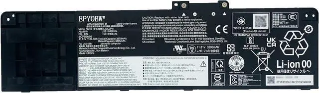 Main image of L23C3P71 Battery 39.3Wh 3392mAh 11.61V Compatible with Lenovo ThinkPad P14s Gen 5 / T14 Gen 5 Series L23C4P73 L23B4P70 L23D4P71 L23M3P76 L23M4P72