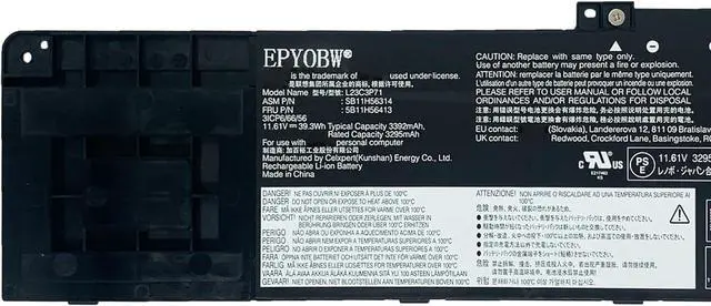 Alt view image 3 of 6 - L23C3P71 Battery 39.3Wh 3392mAh 11.61V Compatible with Lenovo ThinkPad P14s Gen 5 / T14 Gen 5 Series L23C4P73 L23B4P70 L23D4P71 L23M3P76 L23M4P72
