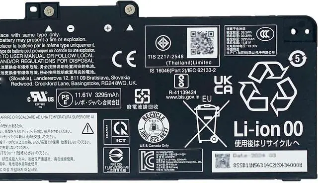 Alt view image 4 of 6 - L23C3P71 Battery 39.3Wh 3392mAh 11.61V Compatible with Lenovo ThinkPad P14s Gen 5 / T14 Gen 5 Series L23C4P73 L23B4P70 L23D4P71 L23M3P76 L23M4P72