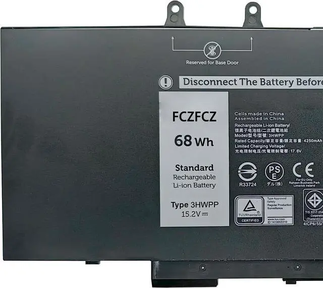 Alt view image 2 of 5 - 3HWPP Battery 68Wh Replacement for Dell Precision 3541 3551 Latitude 14 5401 5410 5411 Latitude 15 5501 5510 5511 Inspiron 17 7706 2-in-1 Series 03HWPP 10X1J N2NLL 1VY7F 01VY7F 451-BCMN 15.2V