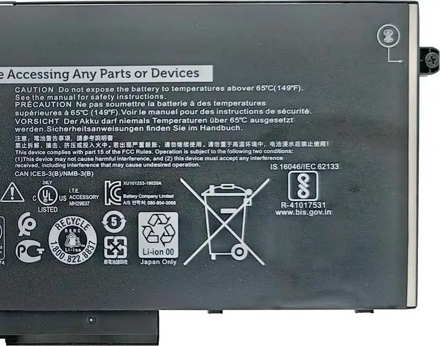 Alt view image 3 of 5 - 3HWPP Battery 68Wh Replacement for Dell Precision 3541 3551 Latitude 14 5401 5410 5411 Latitude 15 5501 5510 5511 Inspiron 17 7706 2-in-1 Series 03HWPP 10X1J N2NLL 1VY7F 01VY7F 451-BCMN 15.2V