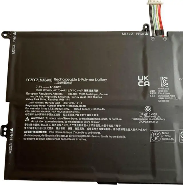 Alt view image 2 of 4 - MA04XL Battery 47.58Wh 6000mAh Replacement for HP Elite Folio 13.5 inch 2-in-1 Series MA04XL MA04046XL M07389-AC1 M07392-005 HSTNN-OB1U 7.7V