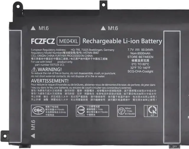 Alt view image 2 of 4 - ME04XL Battery 50.04Wh 6500mAh Replacement for HP Elite X2 1013 G3 2TT43EA 2TT41EA 2TT40EA 2TT15EA 2TT12EA 2TT10EA Series 937434-855 HSTNN-IB8D 937519-171 ME04 ME04050XL MEO4XL 7.7V 4-Cell