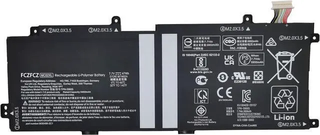 Main image of MC02XL Battery 47Wh 5950mAh Replacement for HP Elite X2 G8 Series MR02XL HSTNN-DB9E TPN-DB0G 7.7V 2-Cell