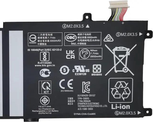 Alt view image 3 of 5 - MC02XL Battery 47Wh 5950mAh Replacement for HP Elite X2 G8 Series MR02XL HSTNN-DB9E TPN-DB0G 7.7V 2-Cell
