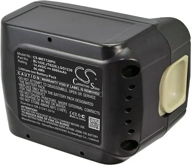 Alt view image 4 of 5 - Replacement for Battery Compatible Makita BL1430, JT6226, LGG1230 DTW284, DTW284Z, DUB142, DUB142Z, DVC340, DVC340Z, DVR450, DVR450Z, HP440DRFX, HR162DRFXW (6000mAh/14.4V)
