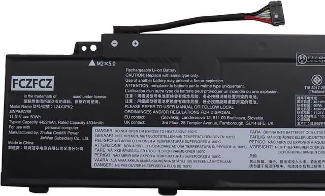 Alt view image 3 of 5 - L24X3PK2 Battery 50Wh 4422mAh Replacement for Lenovo IdeaPad Slim 3-14IRH10 3-14IRH10R 3-15ARP10 3-15IRH10 3-15IRH10R Series 5B11Q01991 L24N3PK2 L24D3PK3 L24B3PK3 L24M3PK3 11.31V 3-Cell
