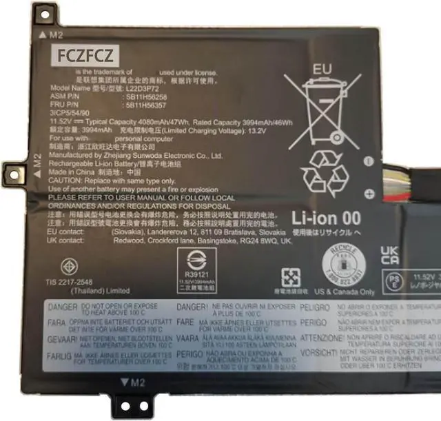 Alt view image 2 of 4 - L22D3P72 Battery 47Wh Replacement for Lenovo 100w Gen4 / 300w Yoga Gen4 / 500w Yoga Gen4 Series SB11H56258 5B11H56357 L22C3P71 L22M3P72 L22D3P71 L22M3P71 L22C3P70 11.52V