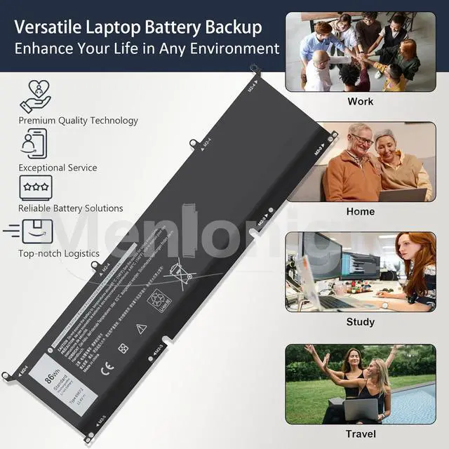 Alt view image 5 of 7 - New 86Wh 69KF2 Battery Replacement for Dell G7 15 7500 G15 5510 5511 5515 5520 5521 XPS 15 9500 9510 9520 Precision 5550 5560 5570 Alienware M15 R3 R4 M17 R3 R4 Inspiron 7510 7610 7620 P87F P91F P45E