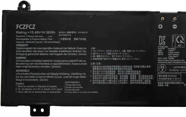 Alt view image 2 of 4 - C41N2010 Battery 56Wh 3620mAh Replacement for ASUS ROG Strix G15 G513IC G513IH G513QC G513QE G713QE Series 0B200-03890000 0B20003890000 4ICP4/63/103 15.48V 4-Cell