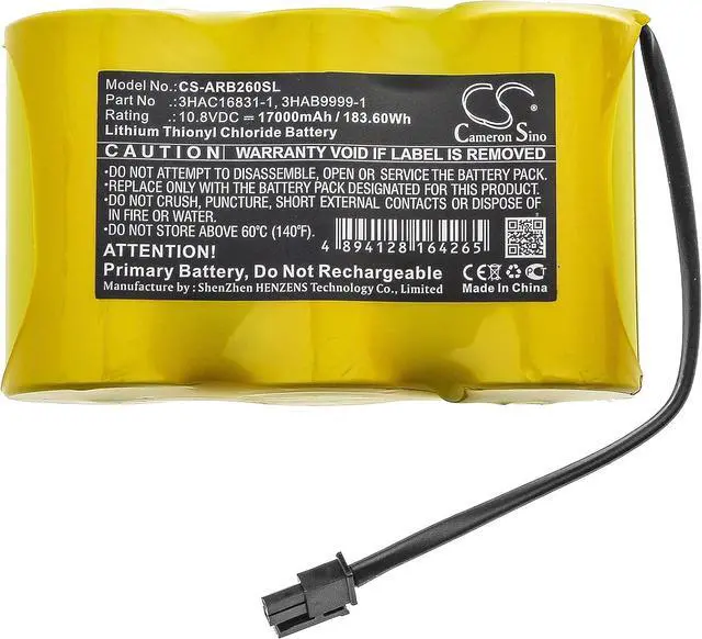 Alt view image 3 of 5 - 10.8V Battery Replacement for ABB 3HAC16831-1, 41A030BJ0001, 41AO3OBJOOO1 IRB 140 M2000, IRB 140 M2000A, IRB 1400 M2000, IRB 1400 M2000A, IRB 1400 M2004