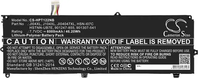 Alt view image 3 of 5 - Tingen 6000mAh Battery Replacement for Elite X2 1012 G2 (1LV66EA) Elite X2 1012 G2 (2TL69EA) Elite X2 1012 G2 (1KE39AW) 901247-855 901307-541 HSN-I07C HSTNN-UB7E JI04XL JI04047XL J104XL (7.7V)