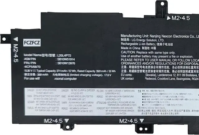 Alt view image 2 of 5 - L20L4P72 Replacement for Lenovo ThinkPad T14s Gen 2 20XG 20WN 20WM 20XF Series SB10W51914 5B10W13976 L20M4P72 SB10W51915 5B10W51814 L20C4P72 5B10W51815 L20D4P72 5B10W51816 15.36V 57Wh