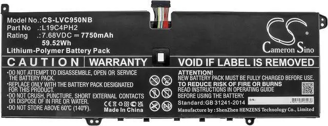 Main image of HongQJY New Replacement Battery for Yoga C950 (7750mAh) L19C4PH2