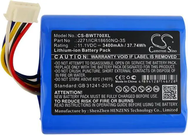 Alt view image 3 of 7 - LIONX Battery Replacement for Audio Speaker Fit Model Bowers & Wilkins T7 Part Number Bowers & Wilkins J271/ICR18650NQ-3S 3400mAh / 37.74Wh 11.1v Li-ion Blue