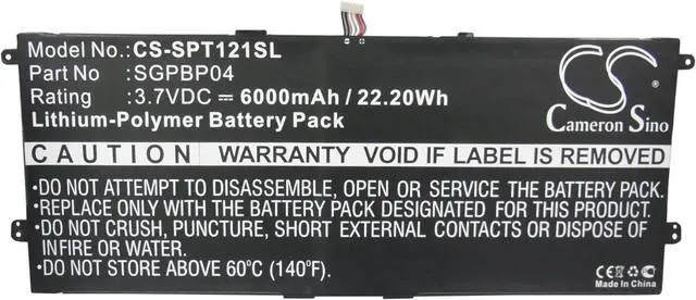 Alt view image 5 of 6 - 3.7v Compatible with Battery Sony SGPBP04 GPT121, SGPT121US/S, Tablet S