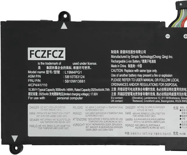 Alt view image 2 of 5 - L19M4PG1 Replacement for Lenovo ThinkPad 11E Yoga Gen 6 20SE 20SF Series SB10T83124 5B10W13881 L19C4PG1 SB10T83125 5B10W13882 15.36V 46Wh 3000mAh 4-Cells