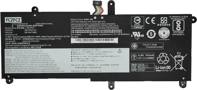 Main image of L19C4PG1 Replacement for Lenovo ThinkPad 11E Yoga Gen 6 20SE 20SF Series SB10T83125 5B10W13882 L19M4PG1 SB10T83124 5B10W13881 15.36V 46Wh 2995mAh 4-Cells