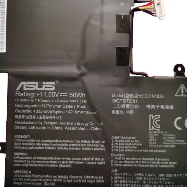 Alt view image 2 of 5 - C31N1836 Battery 50Wh 4335mAh Compatible with ASUS Chromebook C204MA C204MA-BU0005 Chromebook C214MA C214MA-BU0038 C214MA-BU0024 Chromebook Flip C214 C214MA Series C31N1836-1 0B200-03370000