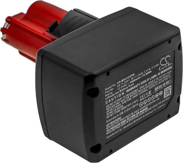 Alt view image 4 of 6 - 12v Compatible with Battery Milwaukee C12 B, C12 BX, M12, M12 B2 M12 HV-0, M12 IC, M12 IC AV3, M12 IC AV3-201C, M12 IC-0 (S), M12 IC-201C (S), M12 IR