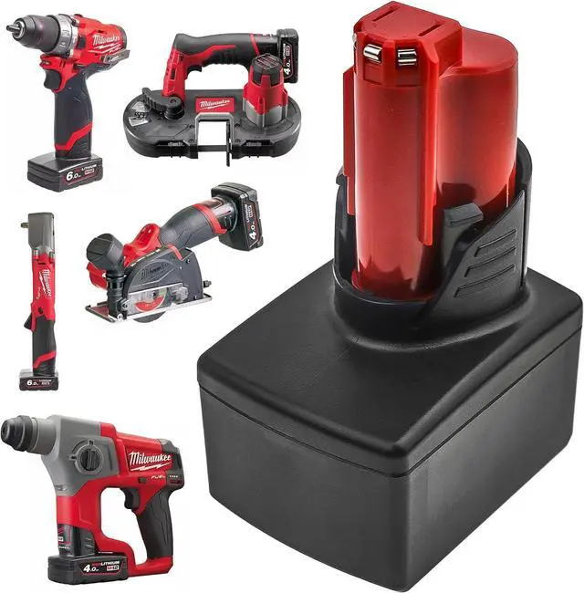 Alt view image 3 of 6 - 12v Compatible with Battery Milwaukee C12 B, C12 BX, M12, M12 B2 M12 SL-0, M12 SLED, M12 SLED-0, M12 TD, M12 TD-201, M12 TI, M12 TI-201C, M12 TLED