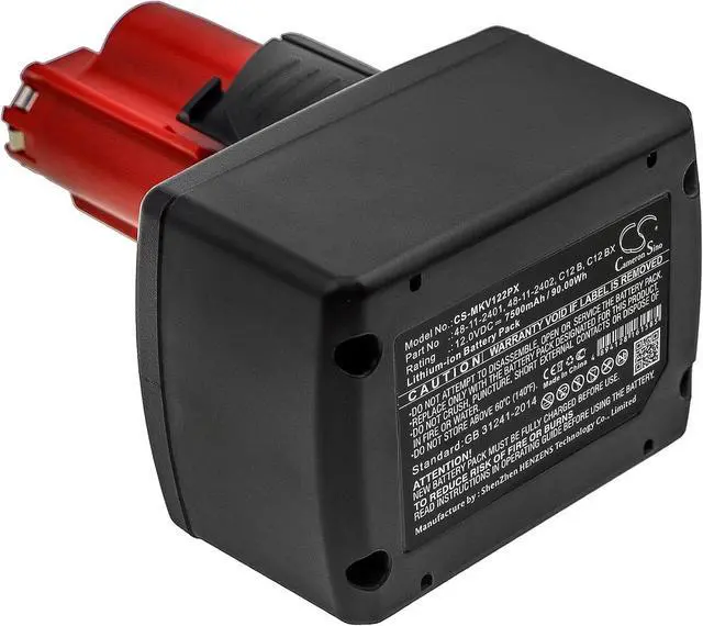 Alt view image 4 of 6 - 12v Compatible with Battery Milwaukee C12 B, C12 BX, M12, M12 B2 M12 SL-0, M12 SLED, M12 SLED-0, M12 TD, M12 TD-201, M12 TI, M12 TI-201C, M12 TLED