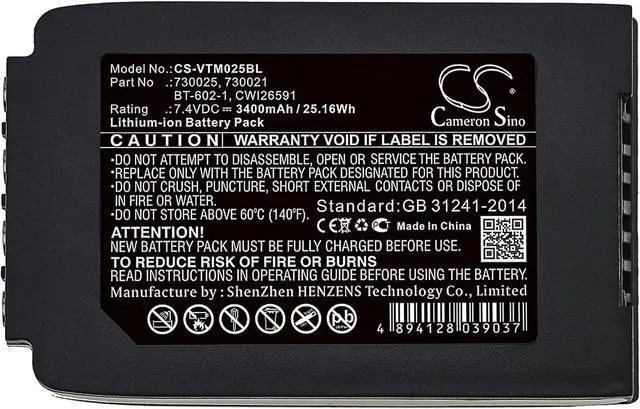 Alt view image 5 of 5 - Replacement Battery Compatible for Vocollect Talkman T2 Talkman T2X (3400mAh/7.4V), 730025 CWI26591 BT-602-1 730021 Battery