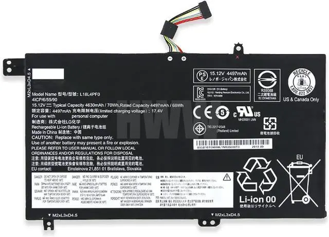 Main image of HWW New 15.12V 70Wh 4630mAh L18L4PF0 Battery Compatible with Lenovo Ideapad S540-15IWL GTX S540-15IWL S540-15IML L18M4PF5 5B10W67209 5B10T09090 5B10W67275 5B10T0908 Series