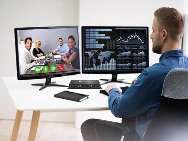 Alt view image 4 of 6 - Ennovor Kvm Switch Displayport 2 Monitors 2 Computers EDID Hotkey Switching 8k Kvm Switch Dual Monitors dp 2.0 1440P 144hz 165hz 240Hz dp kvm EDID FreeSync G-SYNC (kvm Switch EDID 2)