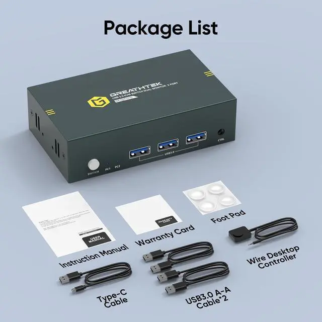 Alt view image 7 of 7 - 8K USB3.0 HDMI KVM Switch 2 Computers 2 Monitors, 2 Ports Dual Monitors Switcher for 2 PC Or 2 Laptops Share Keyboard & Mouse, 8K@60HZ, 4K@120Hz, with EDID