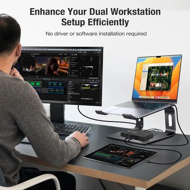 Alt view image 5 of 7 - Ennovor 2x1 USB-C 4K60Hz KVM Switch with PD Pass-Through - Selector for 2 Computers Sharing 4K Monitor Keyboard Mouse - Includes 2 USB-C Cables for PD 100W Fast Charging - TAA Compliant