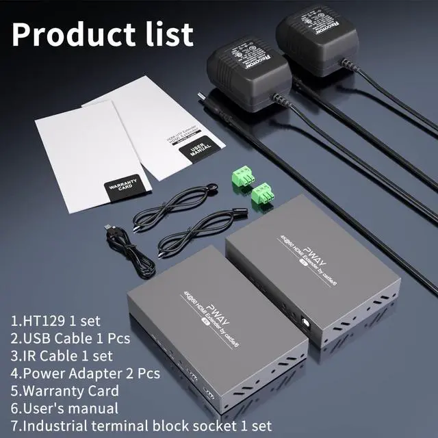 Alt view image 7 of 7 - Ennovor PWAY HT129H 4K HDMI KVM USB Extender, 328ft Video Over Single Cat5e/6/7 Ethernet Cable, UHD 4K@60Hz Video Adapter with Loop Out, IR, TGR, Support USB Keyboard Mouse