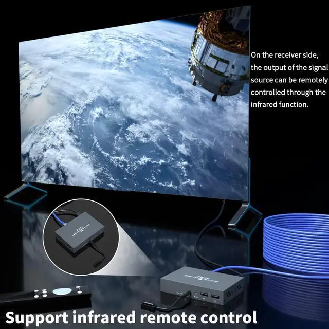 Alt view image 6 of 7 - Ennovor PWAY HT129H 4K HDMI KVM USB Extender, 328ft Video Over Single Cat5e/6/7 Ethernet Cable, UHD 4K@60Hz Video Adapter with Loop Out, IR, TGR, Support USB Keyboard Mouse