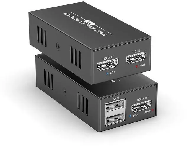 Main image of Ennovor 1080P@60Hz HDMI KVM USB Extender Over Cat5e/6/7 Ethernet Cable Up to 165ft/50m, with Loop Out & POC, Support Keyboard and Mouse Control