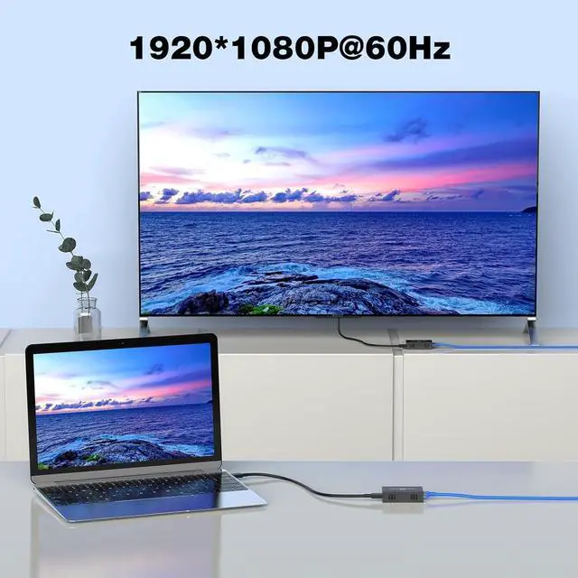 Alt view image 5 of 7 - Ennovor 1080P@60Hz HDMI KVM USB Extender Over Cat5e/6/7 Ethernet Cable Up to 165ft/50m, with Loop Out & POC, Support Keyboard and Mouse Control