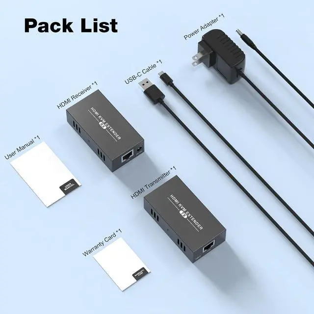 Alt view image 7 of 7 - Ennovor 1080P@60Hz HDMI KVM USB Extender Over Cat5e/6/7 Ethernet Cable Up to 165ft/50m, with Loop Out & POC, Support Keyboard and Mouse Control