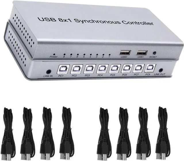 Alt view image 7 of 7 - Ennovor 4/8 Port USB Synchronizer - KVM Switch/Distributor, 4 in 1 Out DNF Multi Open Synchronizer, USB Keyboard Mouse Sync Controller,Plug and Play Silver DNF Synchronizer (Color : 8 Ports)